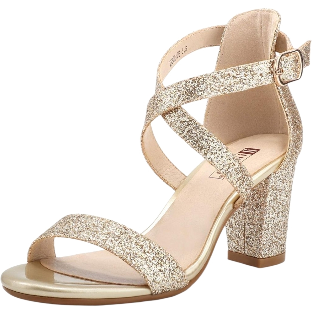 IDIFU Glittering Gold Strappy Heels